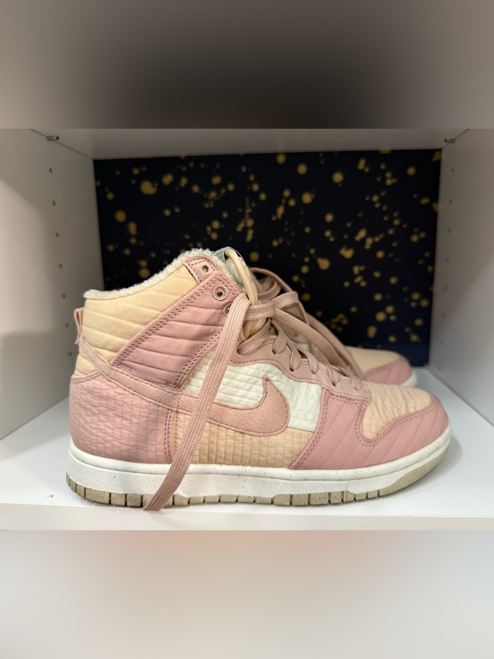 Nike High-Top Sneakers in Blush Pink and Cream - Picture 3 of 8